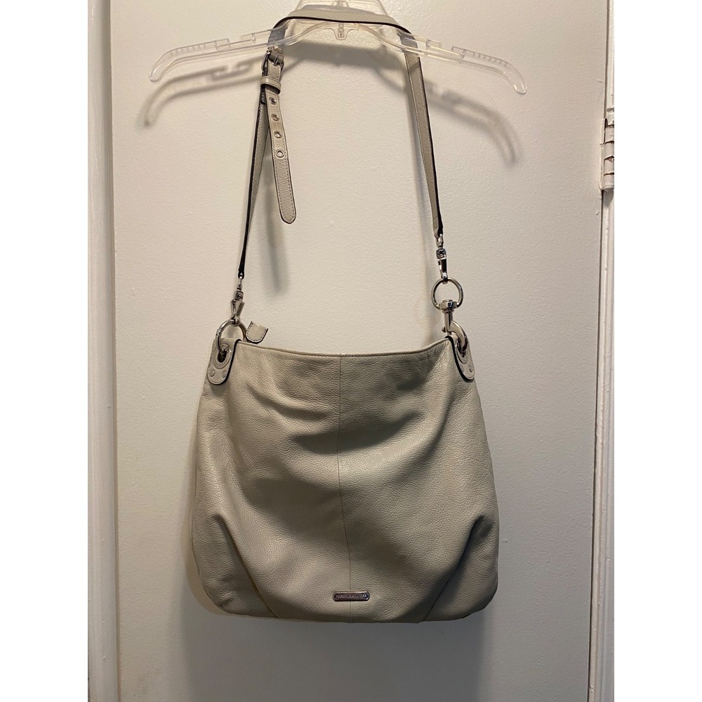 Rebecca Minkoff Luscious Studded Hobo leather Handbag cream color